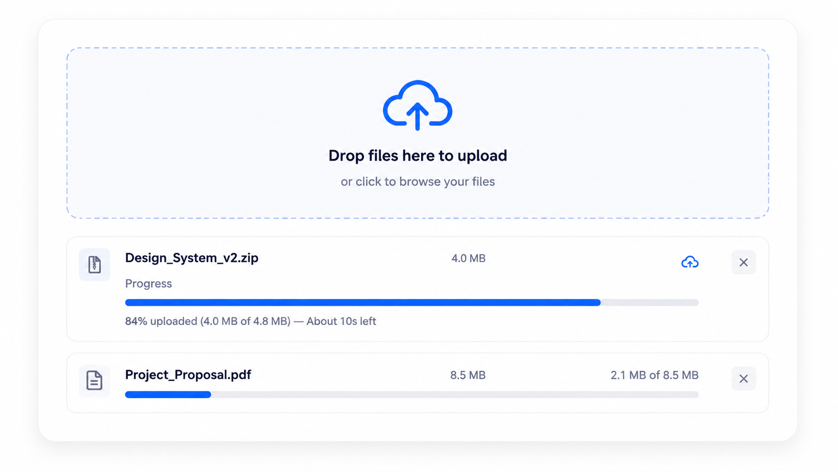 File upload interface