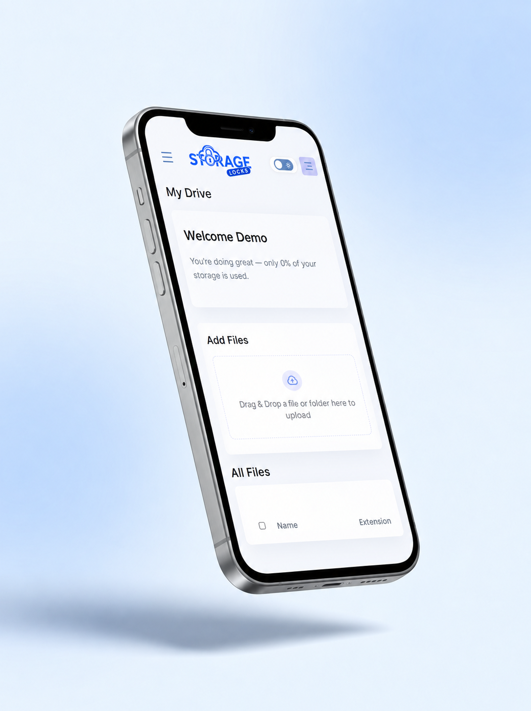 Storage Locks Cloud Storage Mobile Application Mockup